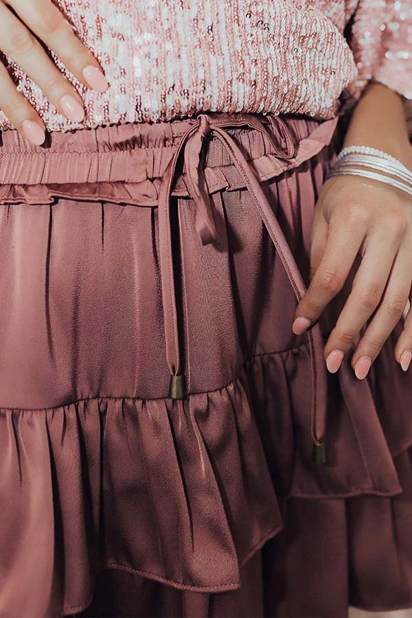 Watch The Show Satin Skort In Vineyard Grape 5 Watch The Show Satin Skort In Vineyard Grape - Image 5