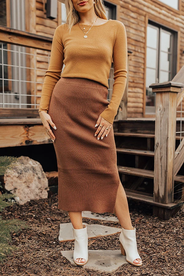 Coffee And Smiles Ribbed Skirt In Chocolate 2 Coffee And Smiles Ribbed Skirt In Chocolate - Image 2