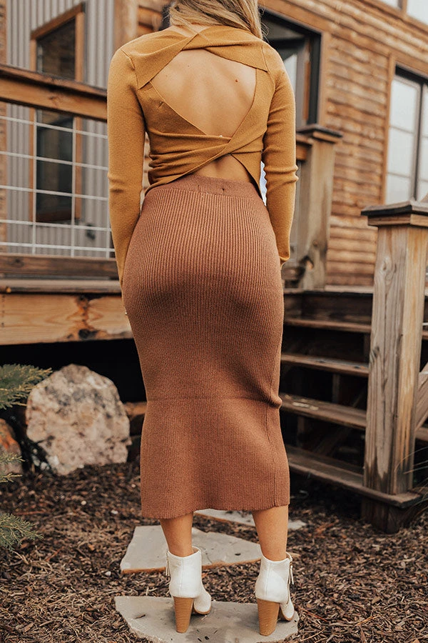 Coffee And Smiles Ribbed Skirt In Chocolate 4 Coffee And Smiles Ribbed Skirt In Chocolate - Image 4