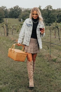 Lean Into Me Plaid Skirt In Mocha -Hanger Fashion 2208025598000 2022082309060700 a3f39edalean into me plaid skirt in mocha