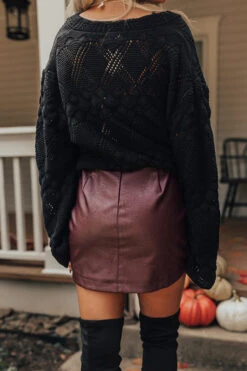The Tobi Faux Leather Skirt In Wine -Hanger Fashion 2208193409000 2022092013540300 8260dae2the tobi faux leather skirt in wine