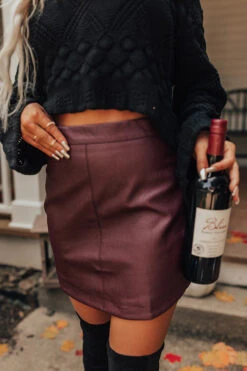 The Tobi Faux Leather Skirt In Wine -Hanger Fashion 2208193409000 2022092013540300 aaa3a19ethe tobi faux leather skirt in wine