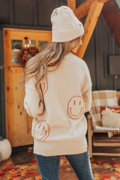 Happy Smiles Knit Sweater In Birch -Hanger Fashion 2209219897000 2022100314320500 543ad5f5happy smiles knit sweater in birch