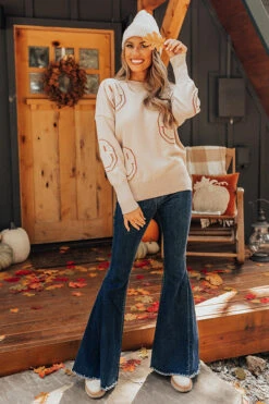 Happy Smiles Knit Sweater In Birch -Hanger Fashion 2209219897000 2022100314320500 707974dahappy smiles knit sweater in birch