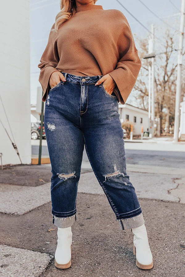 The Gemmalee Midrise Distressed Jean Curves 2 The Gemmalee Midrise Distressed Jean Curves - Image 2