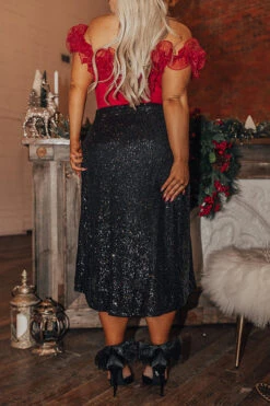 Twinkle Lights Sequin Skirt In Black Curves -Hanger Fashion 2211144803000 2022121214562900 b2d95657twinkle lights sequin skirt in black curves