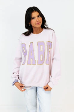 Call Me Babe Graphic Sweatshirt In Dusty Purple -Hanger Fashion 2212089195000 2022121510130500 0bac605bcall me babe graphic sweatshirt in dusty purple