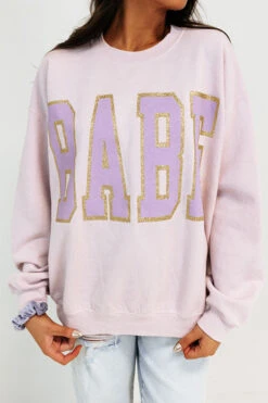 Call Me Babe Graphic Sweatshirt In Dusty Purple -Hanger Fashion 2212089195000 2022121510130500 ffe60744call me babe graphic sweatshirt in dusty purple