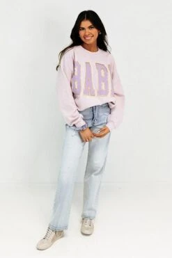 Call Me Babe Graphic Sweatshirt In Dusty Purple -Hanger Fashion 2212089195000 2023052309042400 3050968dcall me babe graphic sweatshirt in dusty purple