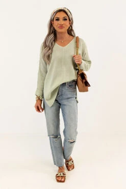 Reaching For Something Knit Sweater In Pear