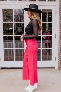 The Adriana High Waist Wide Leg Jean In Hot Pink -Hanger Fashion 2303103210000 2023032413333000 622da1a3anniewear express sample 8