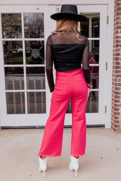 The Adriana High Waist Wide Leg Jean In Hot Pink -Hanger Fashion 2303103210000 2023032413333000 c1315db6anniewear express sample 8