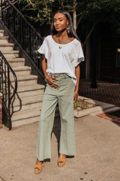 The Adriana High Waist Wide Leg Jean In Pear -Hanger Fashion 2303109263000 2023032109321200 ca231fb0anniewear express sample 7
