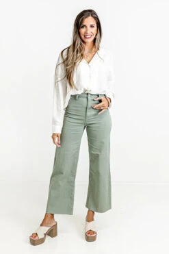 The Adriana High Waist Wide Leg Jean In Pear