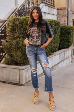 The Dean High Waist Distressed Jean In Medium Wash