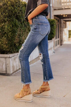 The Dean High Waist Distressed Jean In Medium Wash -Hanger Fashion 2303109614000 2023031714005400 3747da8erisen jeans express sample 1