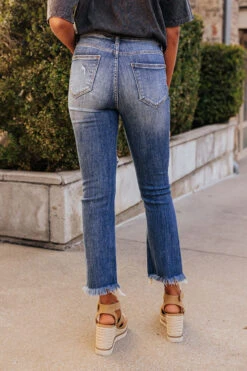 The Dean High Waist Distressed Jean In Medium Wash -Hanger Fashion 2303109614000 2023031714005400 caf1378arisen jeans express sample 1