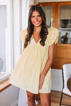 Spring It On Gingham Babydoll Romper In Yellow -Hanger Fashion 2304041956000 2023041712181800 431e8defspring it on gingham babydoll romper in yellow