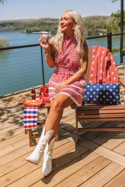Red, White, And True Gingham Romper