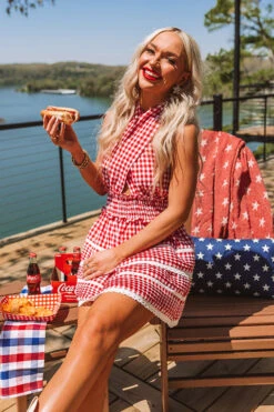 Red, White, And True Gingham Romper -Hanger Fashion 2304051450000 2023042016010100 0d236ee2day moon express sample 2