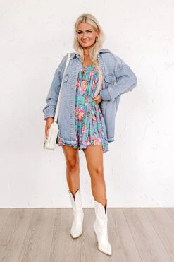 Bloom With A View Romper In Turquoise -Hanger Fashion 2304057580000 2023051708433600 ffc329e7bloom with a view romper in turquoise