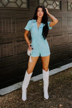 Hanger Fashion -Hanger Fashion 2304115210000 2023062209082700 dd06a253stay sophisticated denim romper in sky blue