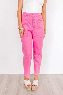 The Lari High Waist Button Up Trousers In Bubblegum Pink -Hanger Fashion 2304206521000 2023042814115600 fb619c35the lari high waist button up trousers in bubblegum pink