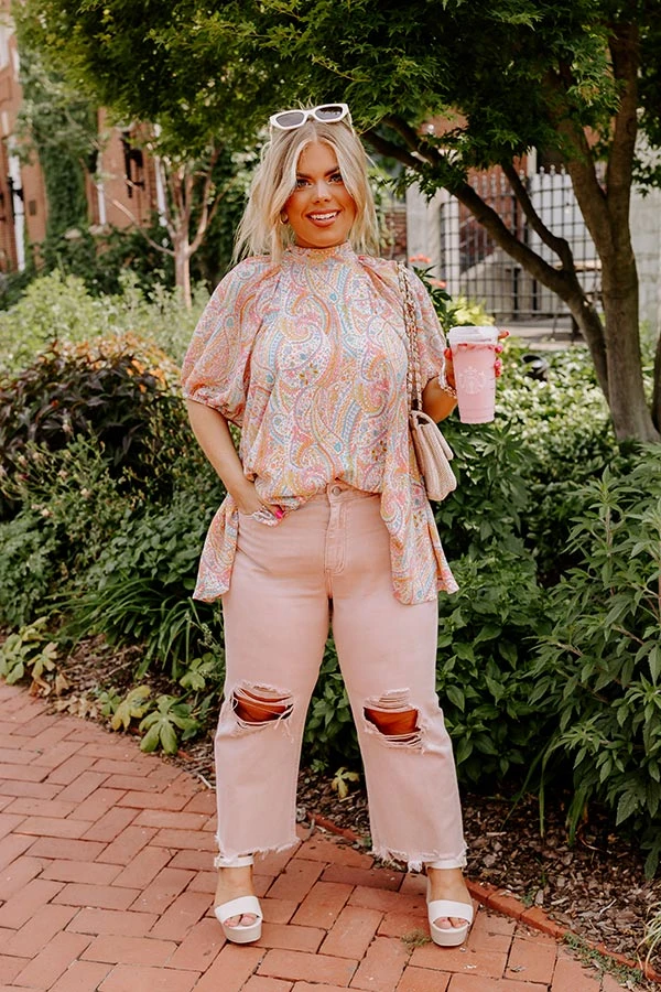 The Averie High Waist Distressed Straight Leg Jean In Latte Curves 2 The Averie High Waist Distressed Straight Leg Jean In Latte Curves - Image 2