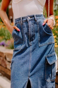 The Ahna High Waist Denim Skirt -Hanger Fashion 2305262935000 2023060314411000 4a19e492the ahna high waist denim skirt