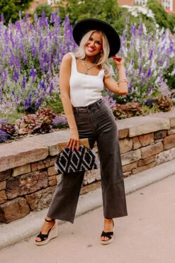 The Taron High Waist Wide Leg Pants In Vintage Black