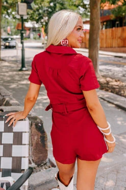 Stay Sophisticated Denim Romper In Crimson 8 Stay Sophisticated Denim Romper In Crimson -Hanger Fashion 2307034871000 2023071713410300 e6d7a5eestay sophisticated denim romper in crimson