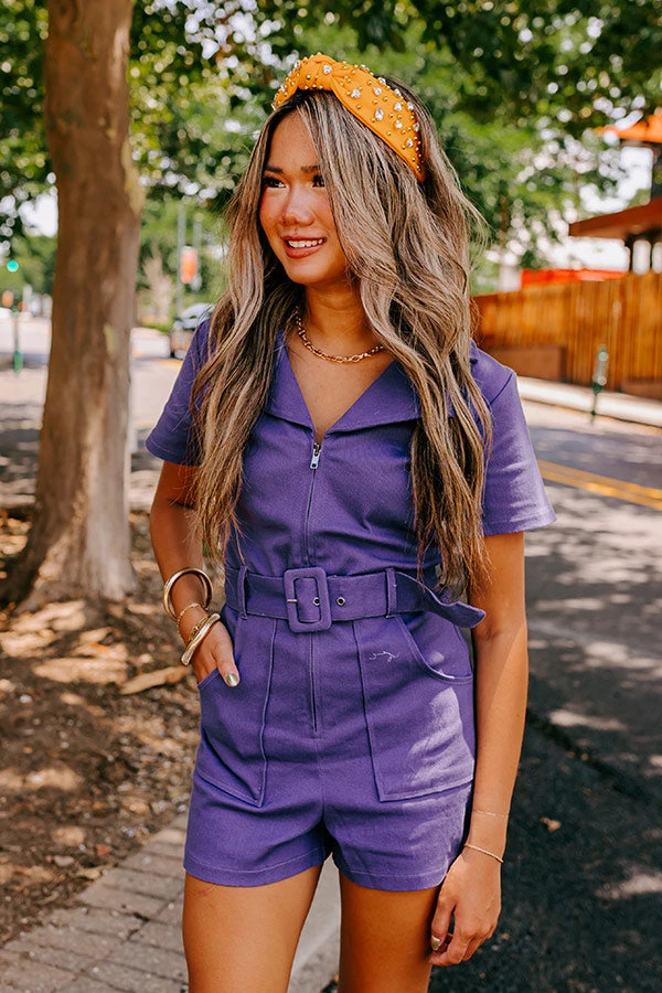 Stay Sophisticated Denim Romper In Purple 3 Stay Sophisticated Denim Romper In Purple - Image 3