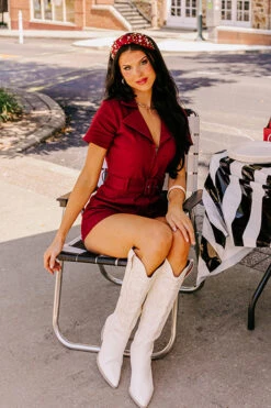 Stay Sophisticated Denim Romper In Wine -Hanger Fashion 2307036761000 2023071711081100 2a639c68stay sophisticated denim romper in wine