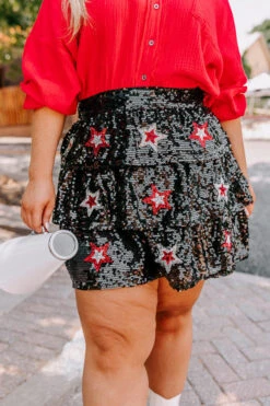Pre-game Party Sequin Skirt In Black Curves -Hanger Fashion 2307073238000 2023071814463300 132aa600pre game party sequin skirt in black curves