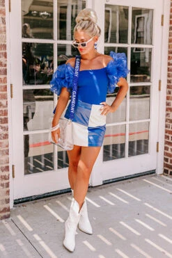 Varsity Squad Faux Leather Skort In Royal Blue 11 Varsity Squad Faux Leather Skort In Royal Blue -Hanger Fashion 2307108183000 2023071409033000 2a8538e7tcec express sample 5