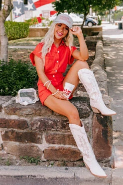 Sweet Duet Distressed Denim Romper In Red -Hanger Fashion 2307109874000 2023071712511300 4ae6528cday moon express sample 2