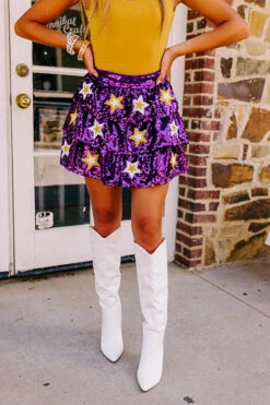 Pre-game Party Sequin Skirt In Purple -Hanger Fashion 2307111516000 2023071715521800 a111f9e9pre game party sequin skirt in purple
