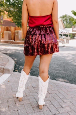 Pre-game Party Sequin Skirt In Maroon -Hanger Fashion 2307118001000 2023071714340200 72dc2ea3pre game party sequin skirt in maroon